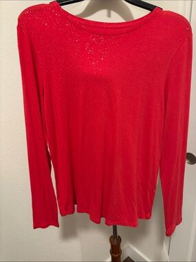 Hybrid Apparel Red Long-Sleeve Sparkle Tee